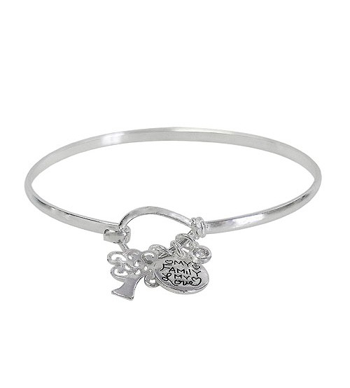 Hook Wire Bracelet with Charms, Sterling Silver