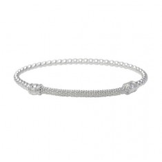 Elastic 3mm Ball Bead Bracelet with Korean Chain, Sterling Silver