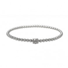 Elastic 3mm Smooth Ball Bead Bracelet, Sterling Silver