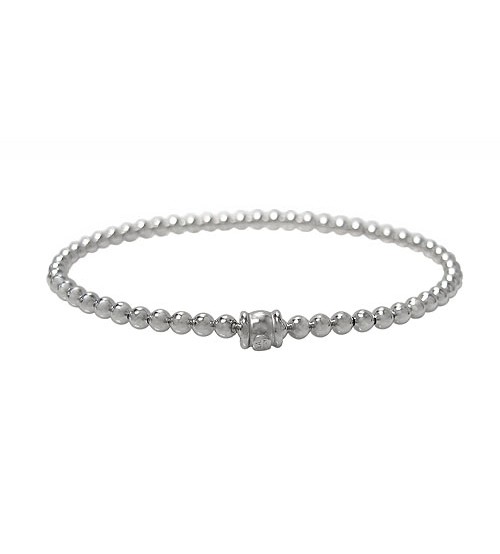 Elastic 3mm Smooth Ball Bead Bracelet, Sterling Silver