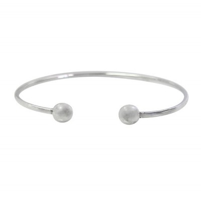 Wire Bracelet with Removable Ball End, Sterling Silver