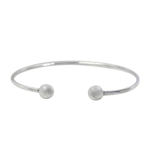 Wire Bracelet with Removable Ball End, Sterling Silver