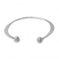 Open Cuff Bracelet with Ball Ends, Sterling Silver