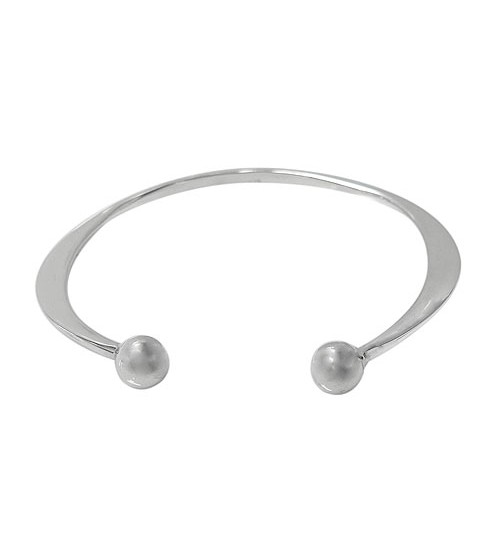 Open Cuff Bracelet with Ball Ends, Sterling Silver