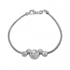 Bracelet with 6mm & 10mm Beads, Sterling Silver