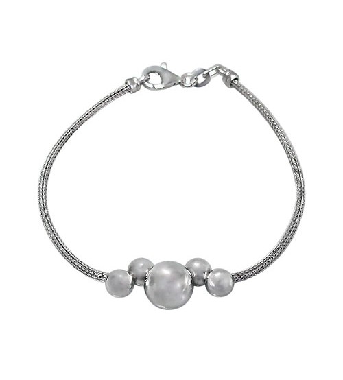 Bracelet with 6mm & 10mm Beads, Sterling Silver