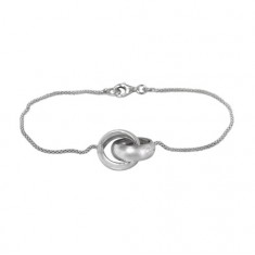 Korean Chain Bracelet with Double 14mm Rings, Sterling Silver