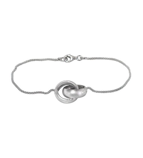 Korean Chain Bracelet with Double 14mm Rings, Sterling Silver