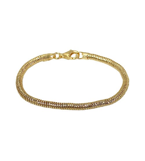 Gold Plated 2.5mm Snake Chain Bracelet, Sterling Silver