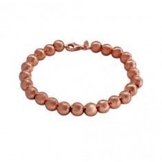 Rose Gold Plated 6mm Ball Bead Bracelet, Sterling Silver