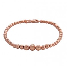 Rose Gold Plated Graduated Ball Bead Bracelet, Sterling Silver