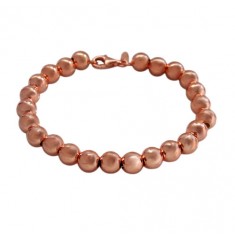 Rose Gold Plated 10mm Ball Bead Bracelet, Sterling Silver