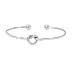 Open Cuff Bracelet with 6mm Ball Beads, Sterling Silver