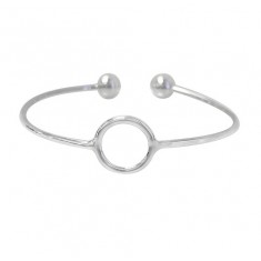 Open Cuff Bracelet with 8mm Ball Beads, Sterling Silver