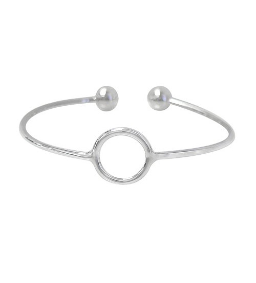 Open Cuff Bracelet with 8mm Ball Beads, Sterling Silver