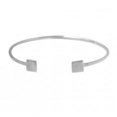 Wire Cuff Bracelet with Square Ends, Sterling Silver