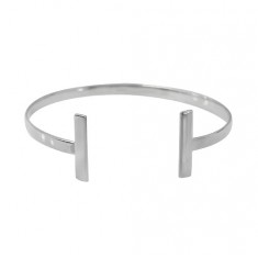 Flat Cuff Bracelet with Rectangular Ends, Sterling Silver