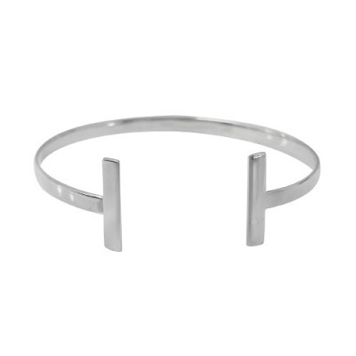 Flat Cuff Bracelet with Rectangular Ends, Sterling Silver