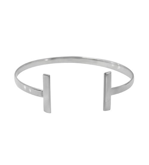 Flat Cuff Bracelet with Rectangular Ends, Sterling Silver