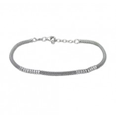 Korean Chain Bracelet with 3mm Beads, Sterling Silver