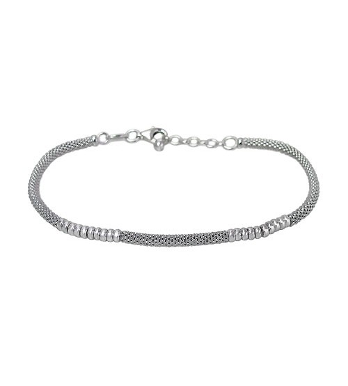 Korean Chain Bracelet with 3mm Beads, Sterling Silver