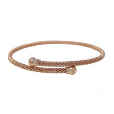 Rose Gold Plated Adjustable Mesh Bracelet, Sterling Silver