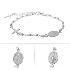 Miraculous Medal & Cross Charm Bracelet, Sterling Silver