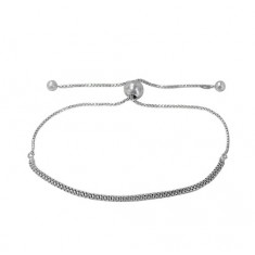 Mesh Style Bracelet with 7mm Ball Bead, Sterling Silver