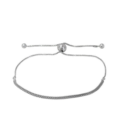 Mesh Style Bracelet with 7mm Ball Bead, Sterling Silver