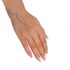 Slave Bracelet & Ring with 3mm Ball Charm, Sterling Silver
