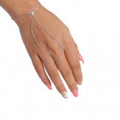 Slave Bracelet & Ring with Triangular Charm, Sterling Silver
