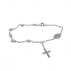 Virgin Mary & Cross Charm Bracelet, Sterling Silver