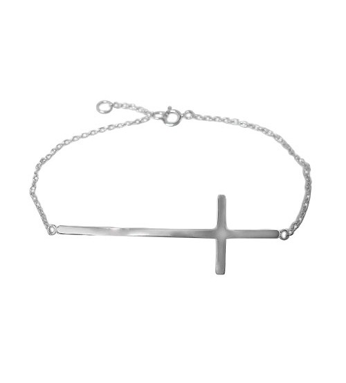 Sideways Cross Bracelet, Sterling Silver