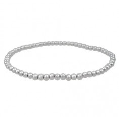 Elastic 3mm Ball Bead Bracelet, Sterling Silver