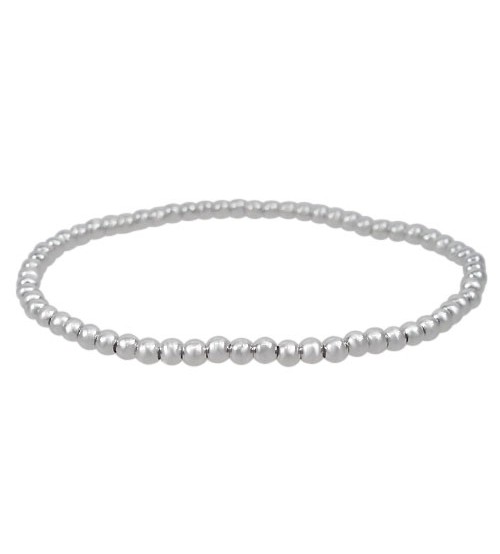 Elastic 3mm Ball Bead Bracelet, Sterling Silver