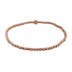 Rose Gold Plated Elastic 3mm Ball Bead Bracelet, Sterling Silver