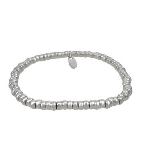 Elastic Rondelle Bracelet, Sterling Silver