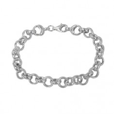 Hallow Rolo Style Bracelet, Sterling Silver