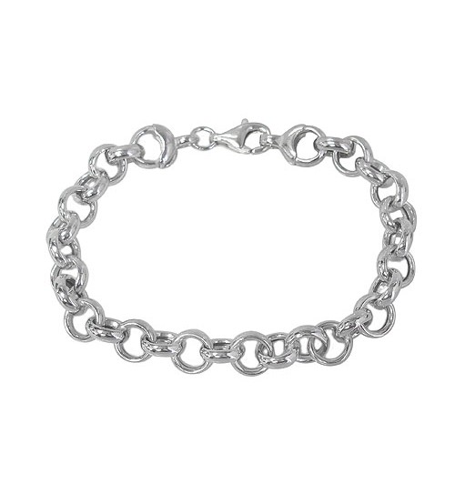 Hallow Rolo Style Bracelet, Sterling Silver