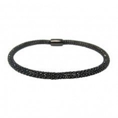 Black Mesh Style Bracelet, Sterling Silver
