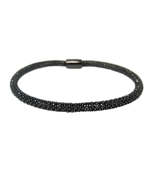 Black Mesh Style Bracelet, Sterling Silver