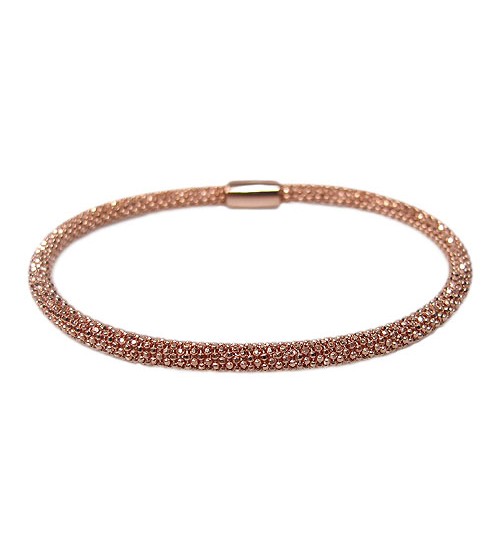 Rose Gold Plated Mesh Style Bracelet, Sterling Silver