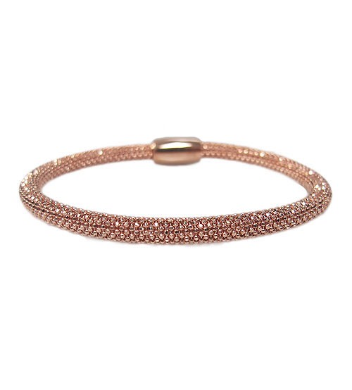 Rose Gold Plated Mesh Style Bracelet, Sterling Silver