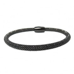 Black Mesh Style Bracelet, Sterling Silver