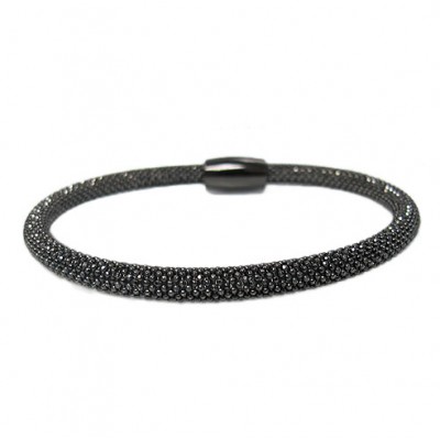 Black Mesh Style Bracelet, Sterling Silver