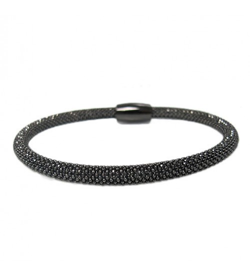 Black Mesh Style Bracelet, Sterling Silver