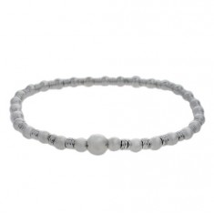 Elastic Round & Ball Bead Bracelet, Sterling Silver