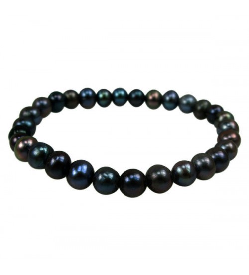 Dark Peacock Pearl Elastic Bracelet