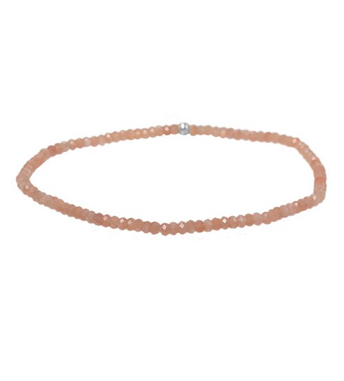 Pink Moonstone Elastic Bracelet, Sterling Silver