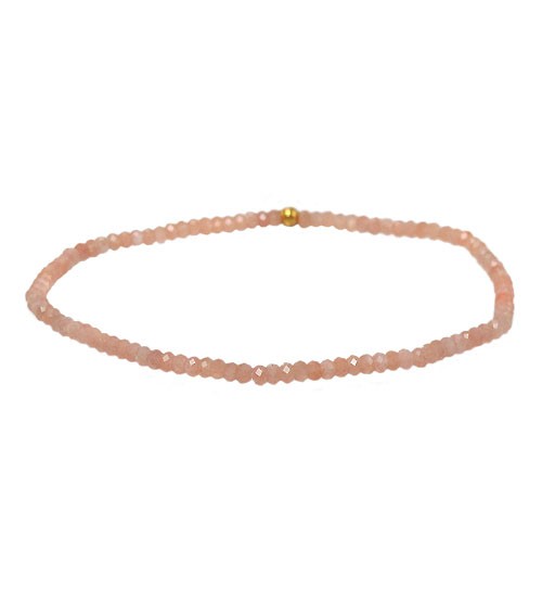 Pink Moonstone Elastic Bracelet, Sterling Silver
